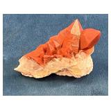 Orange-Red Quartz Crystal Cluster on Matrix