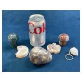 Polished Stone Items Including Keychain and Decora
