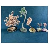 Five Wire Gemstone Bonsai Trees on Agate and Stone