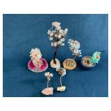 Gemstone and Wire Bonsai Tree Sculptures