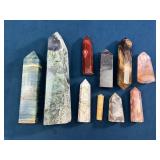 10 Polished Gemstone Obelisks of Various Materials