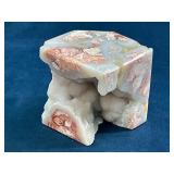 Geode-Like Polished Agate Cube and Quartz Crystal