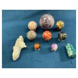 Gemstone and Mineral Spheres with Clear Quartz Clu