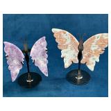 Four Decorative Gemstone Butterflies with Stand an