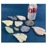 Ten Leaf-Shaped Stone Carvings in Various Material