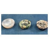 Three Polished Stone Discs in Assorted Patterns