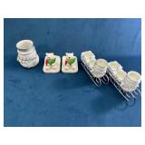 Holiday-Themed Ceramic and Metal Decorative Set wi