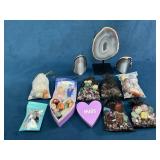 Polished Gemstones, Agate Geodes, and Display Item