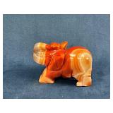 Hand-Carved Red Agate Elephant Figurine