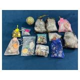 Polished Stones, Crystals, and Decorative Pouches