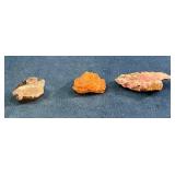 Three Mineral Specimens With Varied Colors