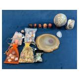 Polished Stones, Agate Slice, and Decorative Spher