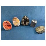 Five Polished Geodes, Minerals, and Crystals