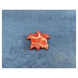 Red Stone Turtle Figurine With White Veins
