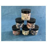 6 Jars Containing Assorted Polished Gemstones