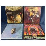 Four Vinyl Records: Kansas, Eagles, Steppenwolf, K
