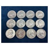 12 90% Silver Washington Quarters