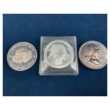 Three 1-Ounce .999 Silver Coins Featuring Various