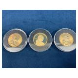 3 Sacagawea One Dollar Coins in Display Capsules