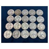 20 U.S. 90% Silver Quarters, Various Dates