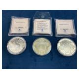 Three Commemorative Coins With Certificates of Aut