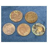 5 Indian Head and Lincoln Wheat Cents