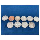 10 Assorted Kennedy and Franklin Half Dollars