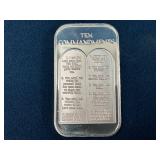 One-Ounce .999 Fine Silver Bar Featuring Ten Comma