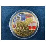 Gold Plated Commemorative Coin Featuring Eagle and