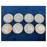 8 U.S. Half Dollars ï¿½ Franklin and Kennedy Designs
