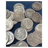 50 Roosevelt 1952 Silver Dimes in Tube