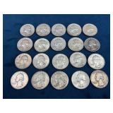 20 Pre-1965 Washington Quarters