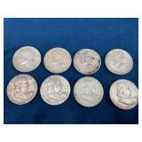 8 Franklin and Kennedy Silver Half Dollars