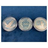Three 1 oz .999 Silver Coins Featuring Liberty, El