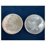 Two 1 Troy Ounce .999 Silver Coins, Including Suns