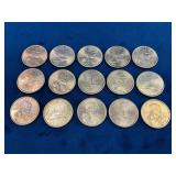 15 Sacagawea Dollar Coins, Various Years