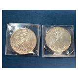 Two American Silver Eagle Coins (2002 and 2005) in
