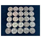 25 U.S. Washington Silver Quarters (1937-1964)