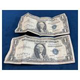 Two 1957 Series One-Dollar Silver Certificates, Un