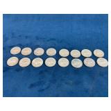 15 90% Silver Washington Quarters (1954-1964)