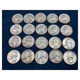 20 US 90% Silver Washington Quarters (1956-1964)