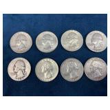 Eight 90% Silver Washington Quarters ï¿½ Mixed Dates