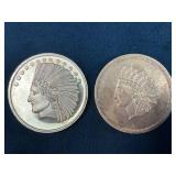Two 1 oz .999 Fine Silver Coins with Native Americ