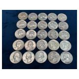 20 Silver Washington Quarters (Various Dates, Pre-