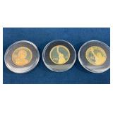 Three U.S. $1 Coins With Protective Cases