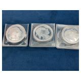 Three .999 Fine Silver Buffalo Rounds, 1 Troy Ounc