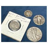U.S. Coins Including 1937 Buffalo Nickel and 1944
