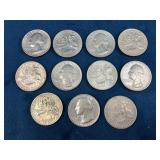 Ten 1776-1976 Bicentennial Quarters Featuring Drum