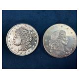2 One Troy Ounce .999 Fine Silver Coins