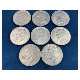 8 Eisenhower Dollars Including 1971, 1972 80% Silv